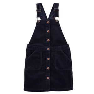 Oshkosh Girl's Size 6 Blue Navy Corduroy Overall Dress Snap Front